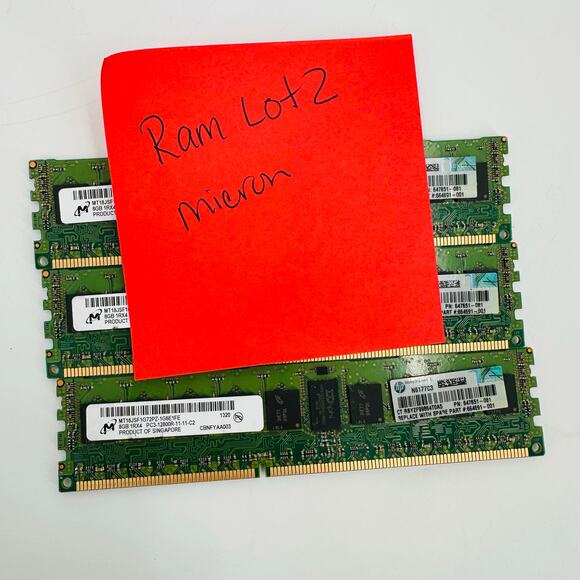 Micron MT18JSF1G72PZ-1G6E1HF 8GB 1RX4 PC3-12800R-11-11-C2 Server Memory Lot of 3 - Picture 7 of 7
